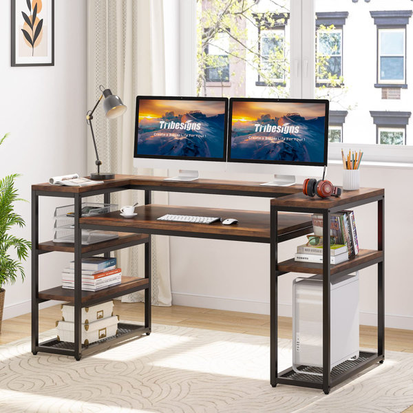 computer desk with tower storage