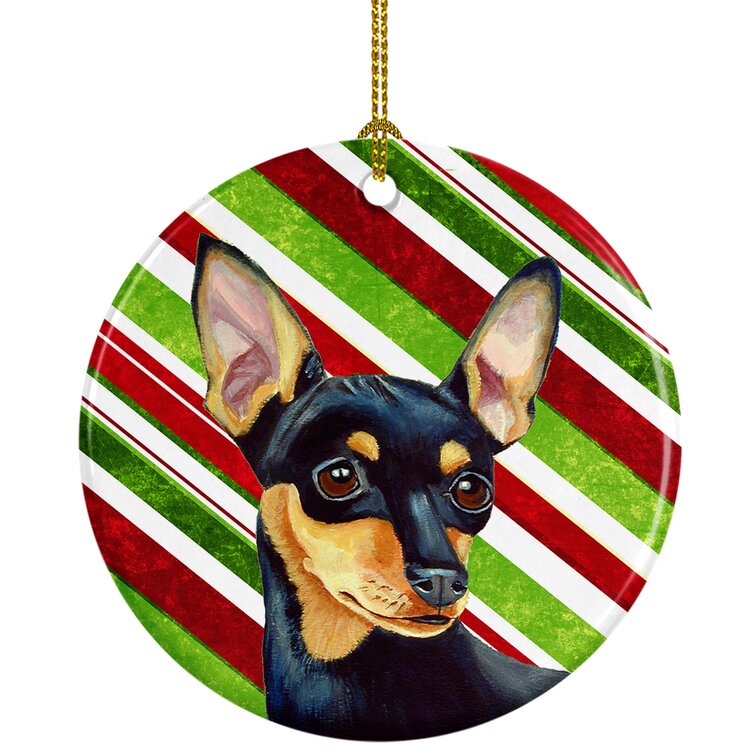The Holiday Aisle® Min Pin Holiday Christmas Ceramic Hanging Figurine ...