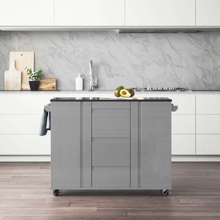 Wade Logan Clements Kitchen Island With Granite Top Reviews Wayfair