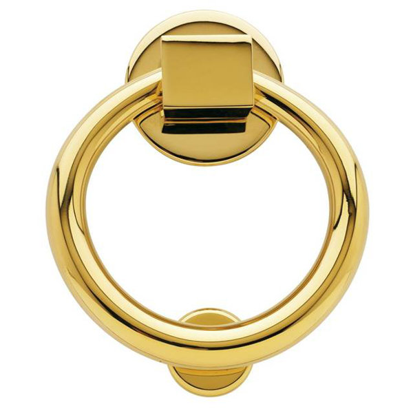 Ador PK4.609 Solid Brass Ring Door Knocker with Square Bases in Antique Brass