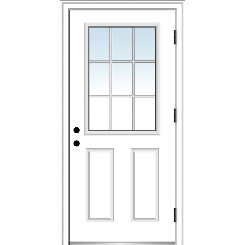 Verona Home Design Internal Grilles Glass Half Lite Primed Steel Prehung Front Entry Door Wayfair