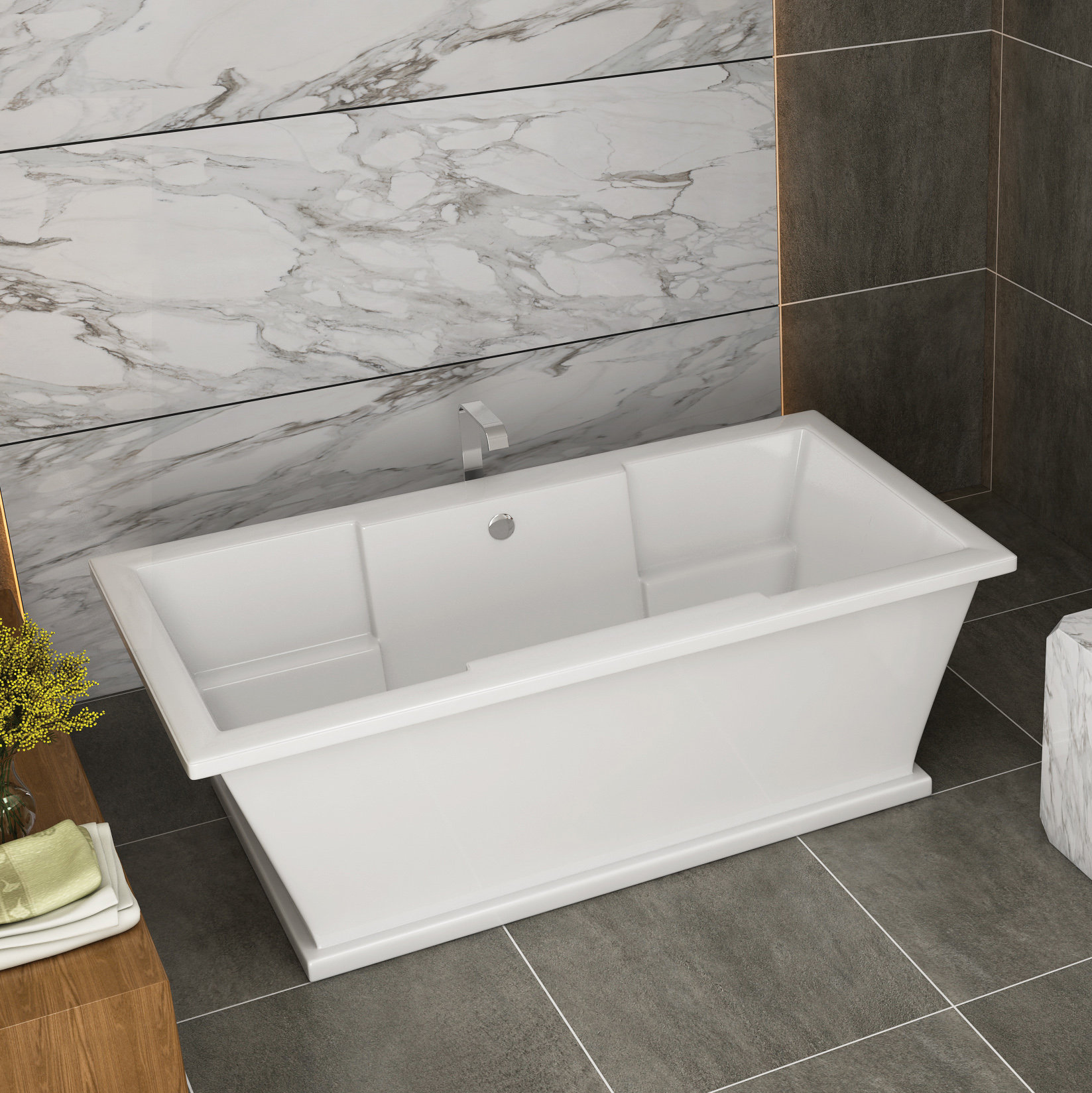 Malibu Home Brighton 66" x 36" Freestanding Soaking Acrylic Bathtub ...