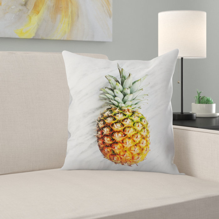 East Urban Home Pineapple On Marble Throw Pillow Wayfair