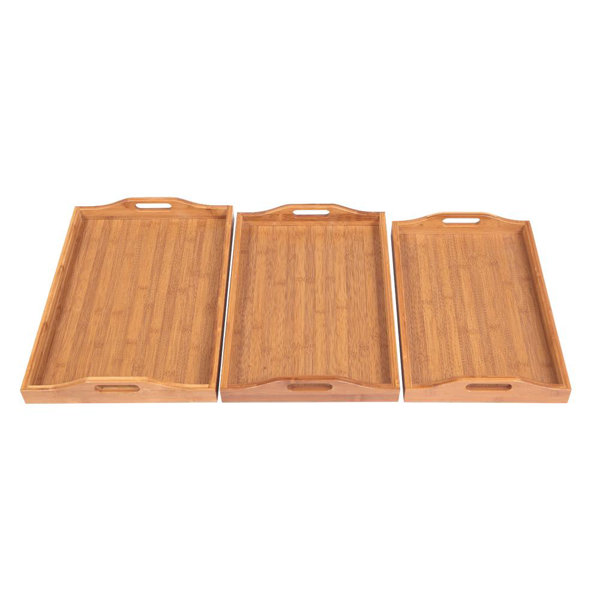 Latitude Run Streamline Bamboo Breakfast 3 Piece Serving Tray Set Wayfair