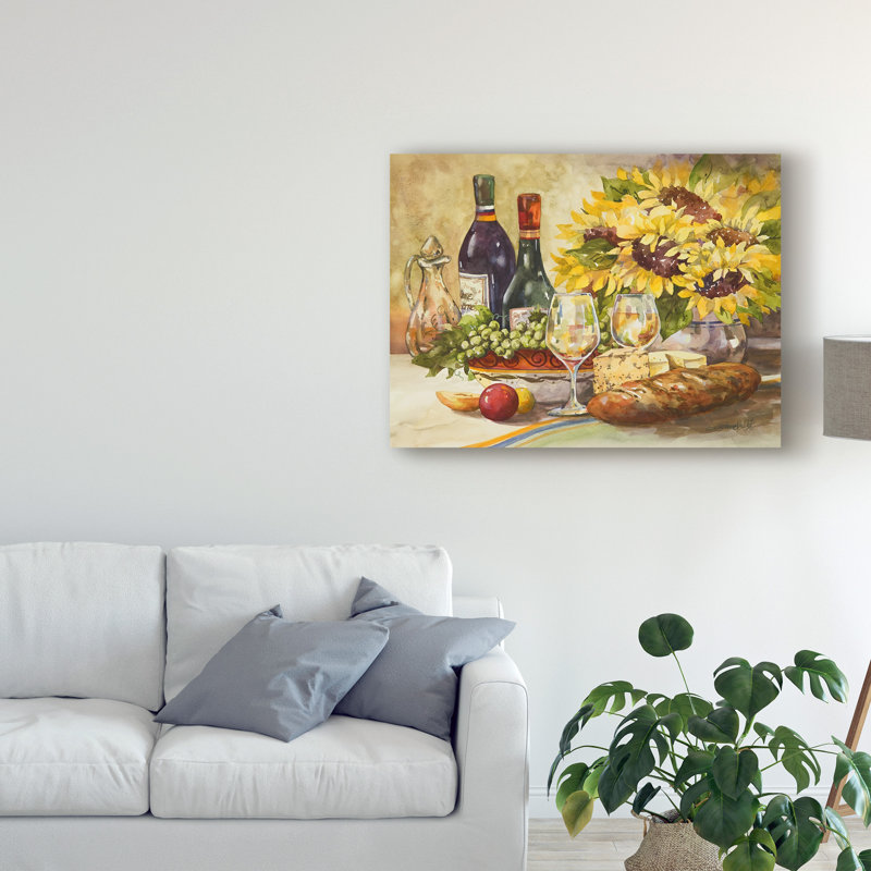 Fleur De Lis Living Wine And Sunflowers Acrylic Painting Print