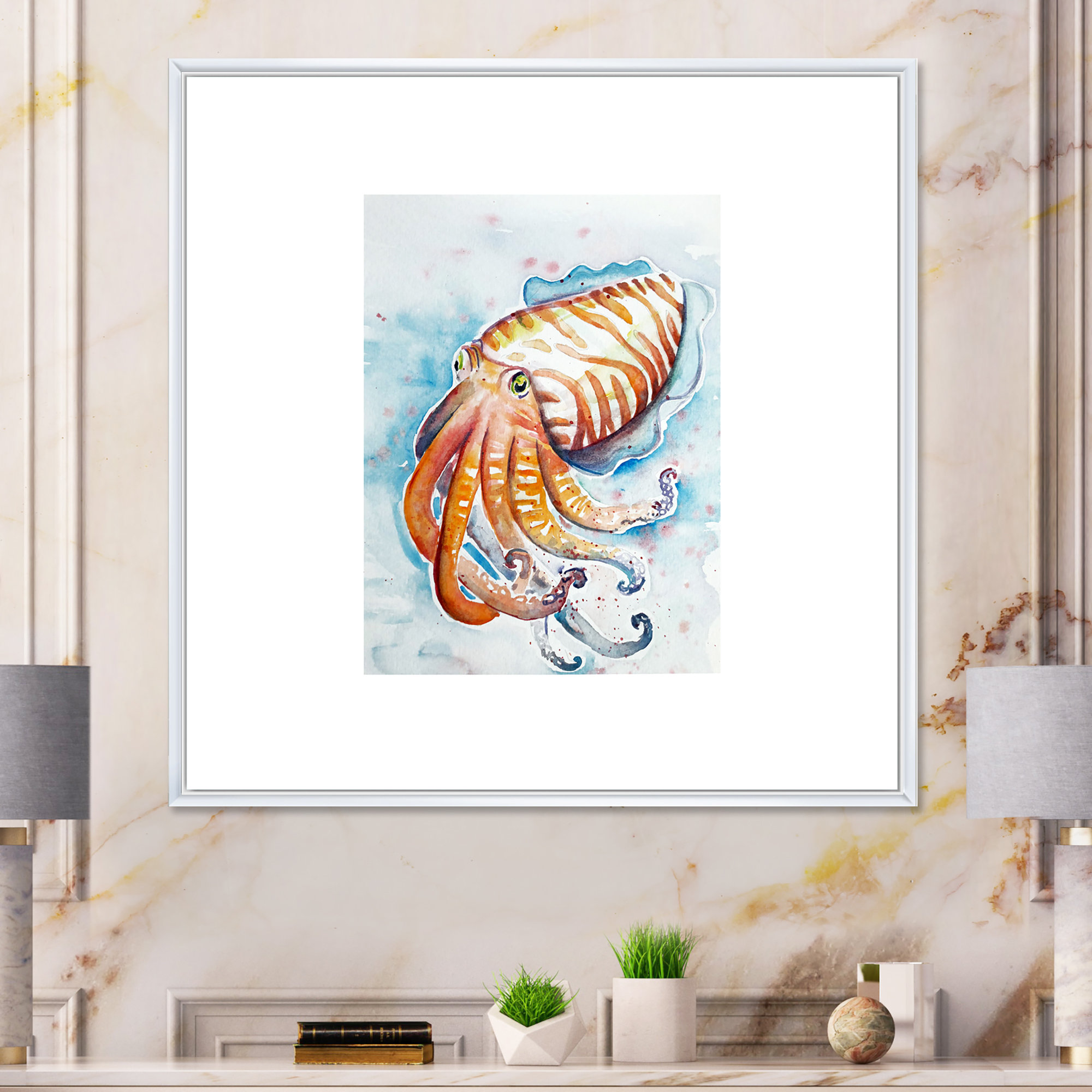 Highland Dunes Aquarelle Cuttlefish Art - Painting on Canvas | Wayfair