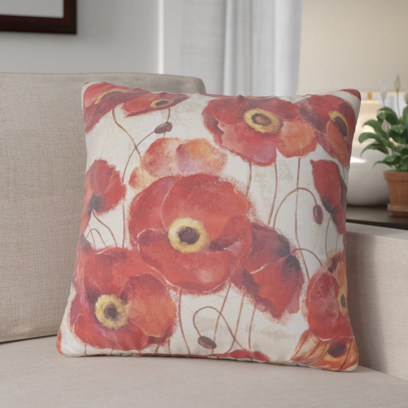 poppy colored throw pillows