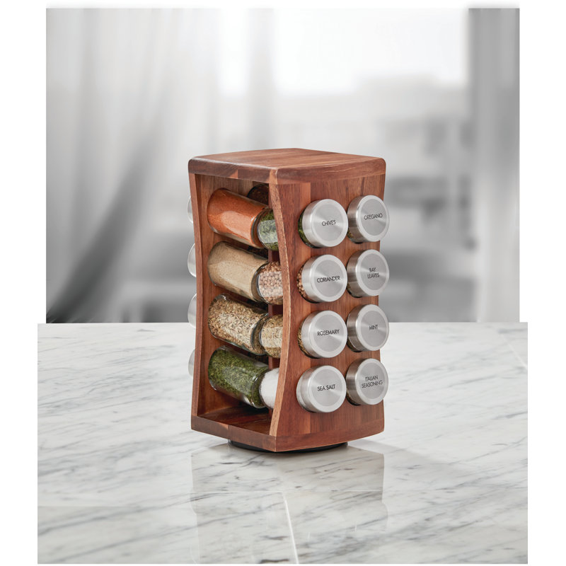 Kamenstein Acacia Wood Hourglass 16 Jar Spice Jar And Rack Set Reviews