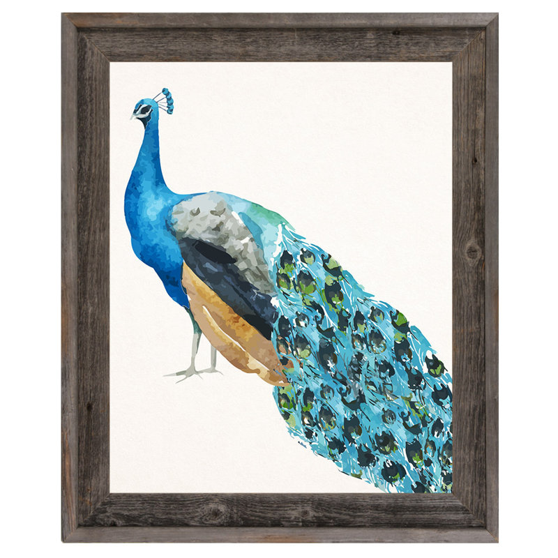 Click Wall Art 'Watercolor Peacock' Framed Painting Print | Wayfair