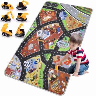 Race Car Track Rug Play Mat For Toddlers Kids Carpet Road Toy Track Floor Medium