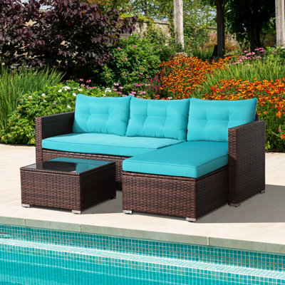 (incomplete box 2/2 )Presious 3 Piece Rattan Sofa Seating Group with Cushions