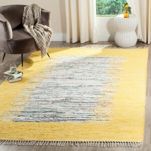 Ona Hand-Woven Cotton Ivory/Yellow Area Rug