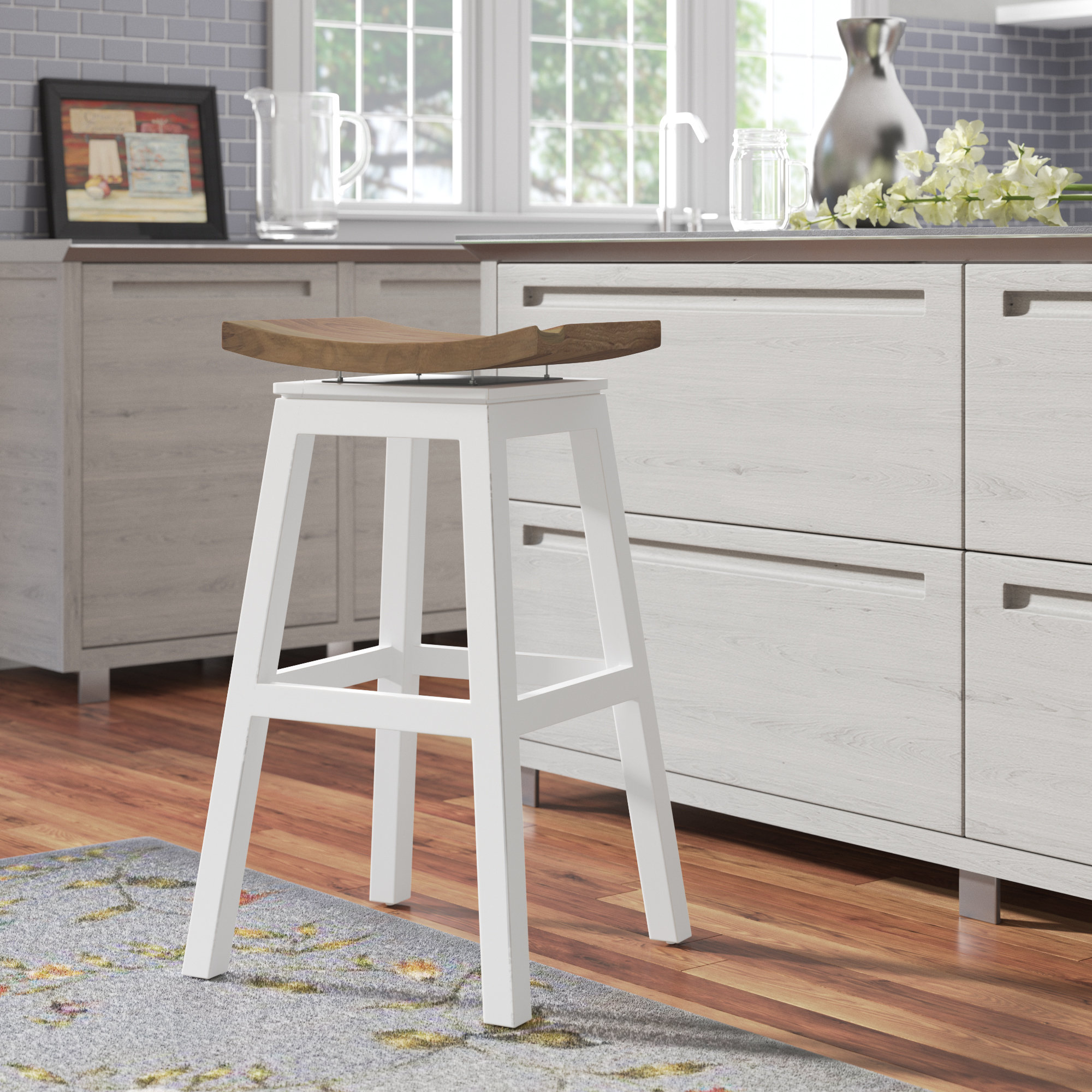 August Grove® Probst Swivel Solid Wood Counter & Bar Stool & Reviews