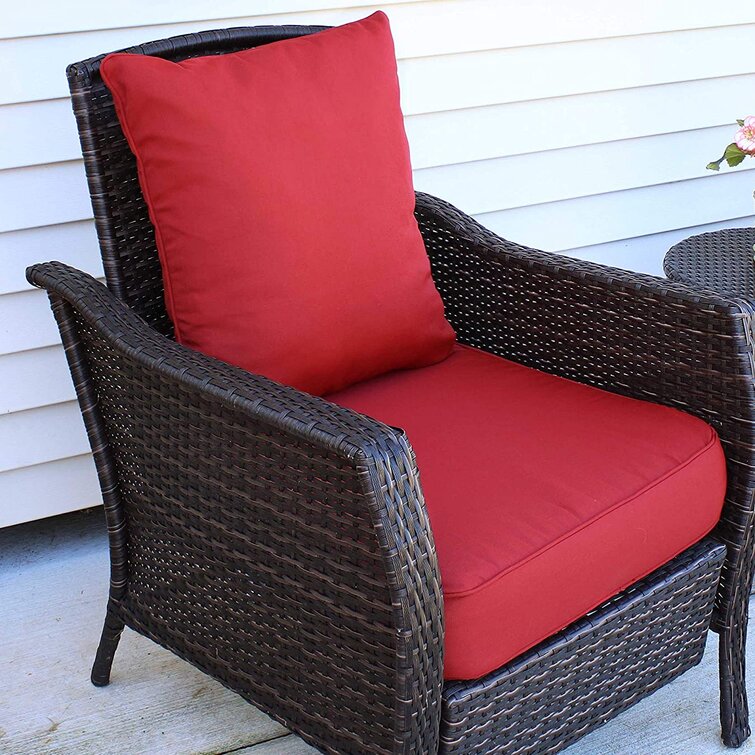 Garden Chair Seat Cushion with Backrest Outdoor Thick Rattan Seat Pads Comfortable Polyester Material Replacement Furniture Rattan Cushions dark grey