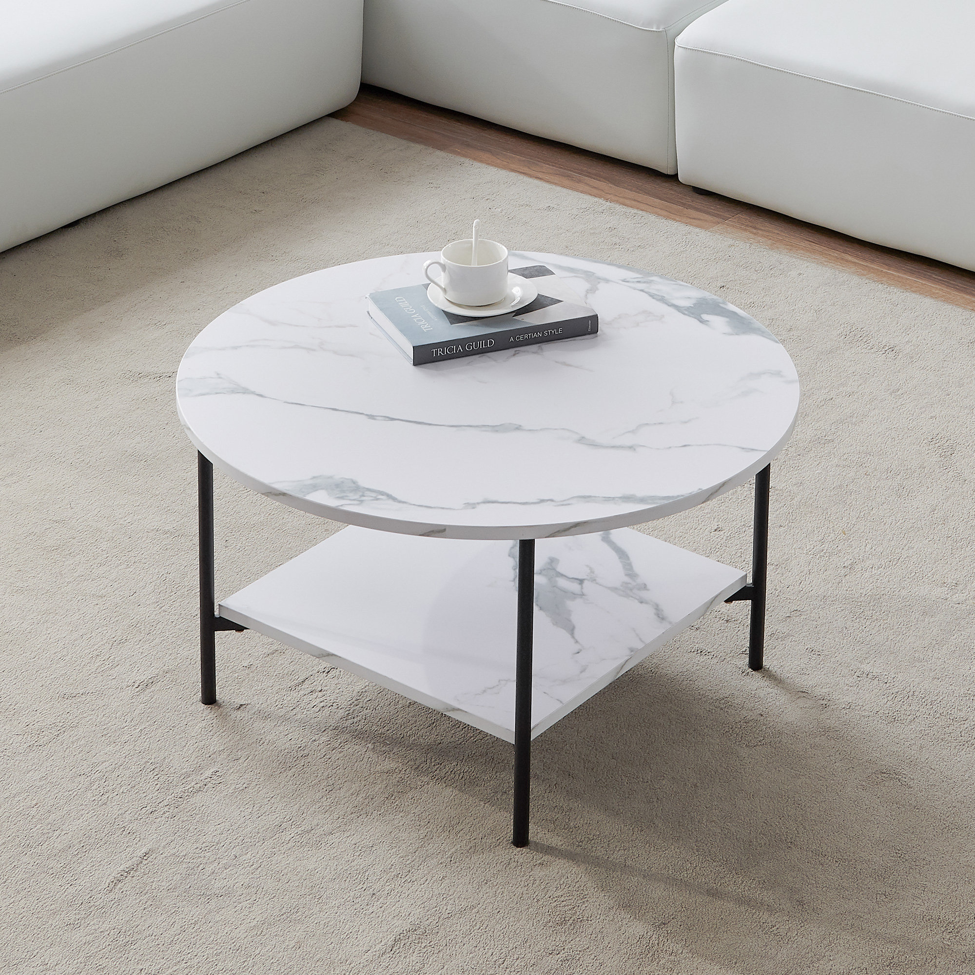 Latitude Run® Round Coffee Table With Storage, 31.5