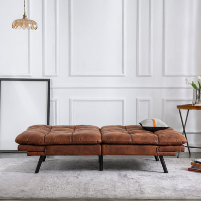 ( different color ) 71" Mid Century Modern Leather Convertible Futon Twin Size With Adjustable Arms
