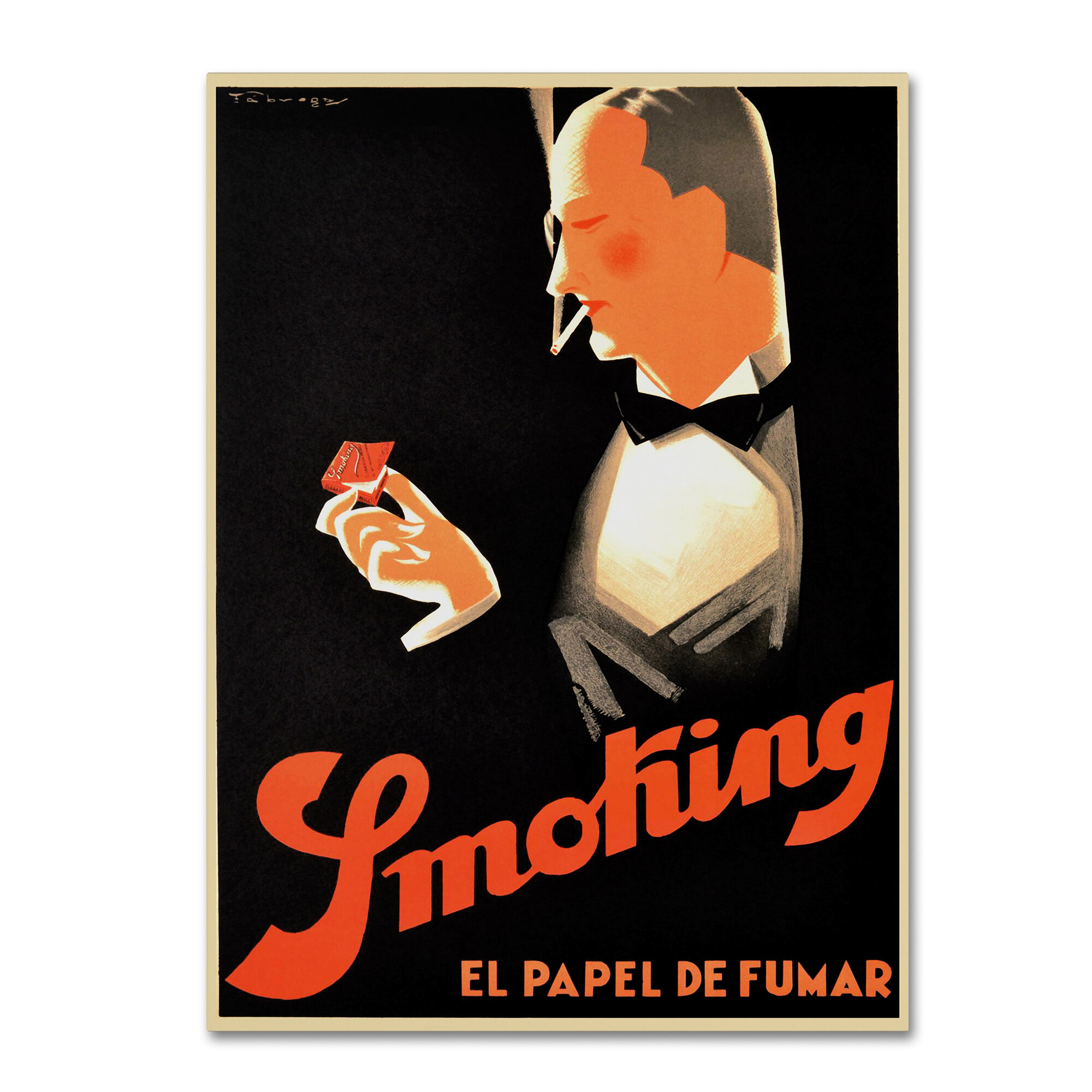 Trademark Art Art Deco Smoking Wall Art On Wrapped Canvas Wayfair Ca