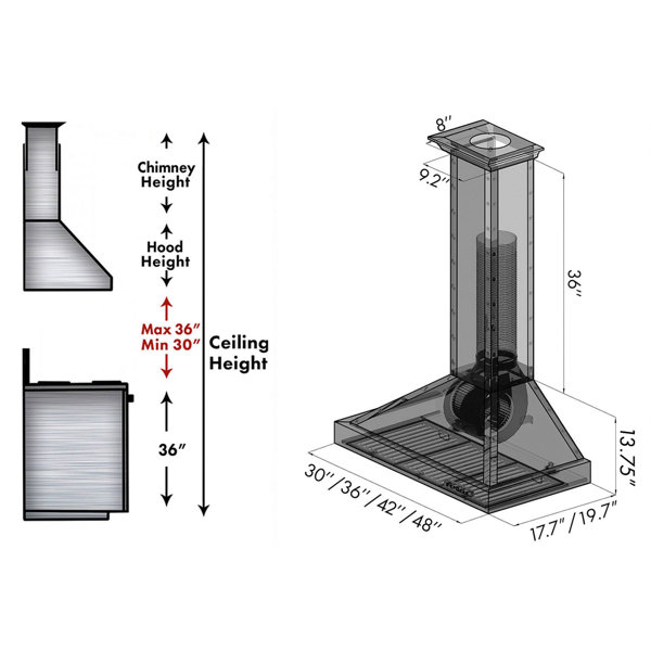 KB2-HBXXX-36 Designer Series Wall Mount Range Hood ZLINE 36 in