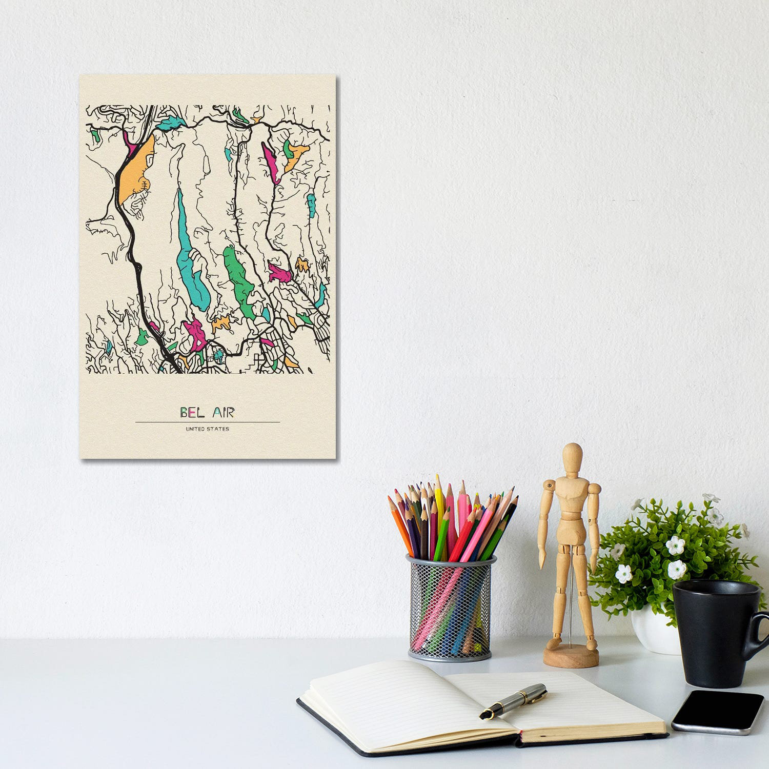 Williston Forge Bel Air, California Map by - Wrapped Canvas | Wayfair.co.uk