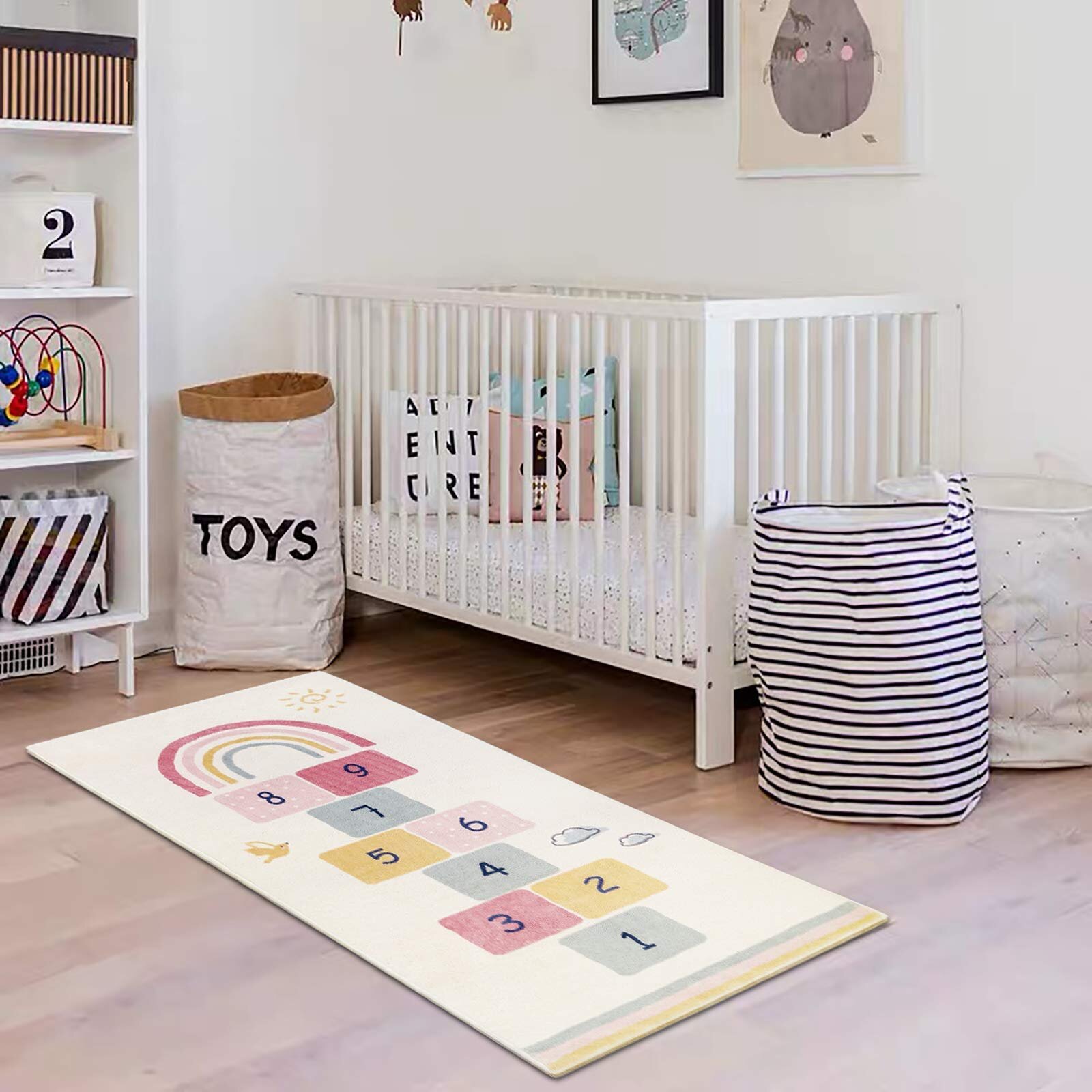 Blue Kids Rug Nursery Playroom Carpet Plyful Cat Baby Boys Play Small Large Mats
