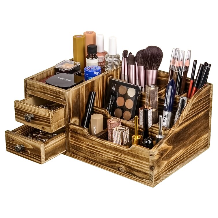Rustic Makeup Organizer For Vanity Great For Rustic or Industrial Home Decor 3 PIECE Rustic Wooden Desk Organizer Set Rustic Mail Organizer For Desktop