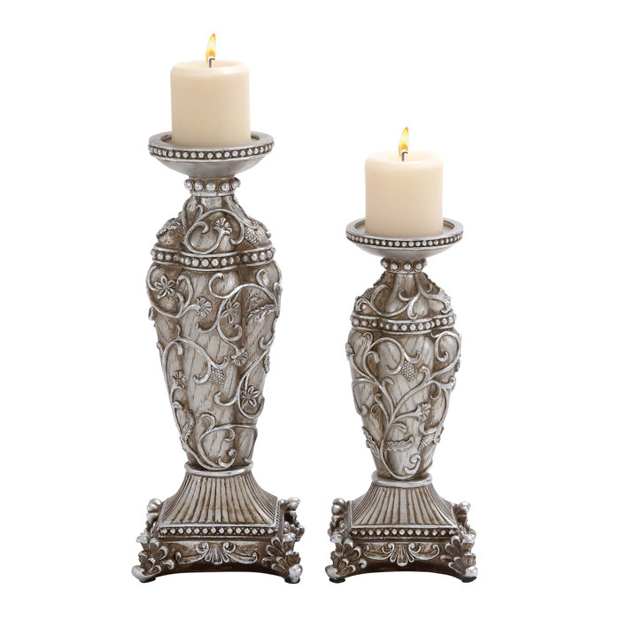 Ore Furniture Polystone Decorative 2 Piece Candlestick Set Wayfair