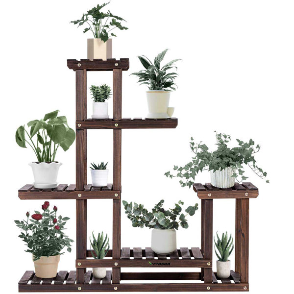 Winston Porter Plant Stand Wooden Shelf Tiered Flower Rack
