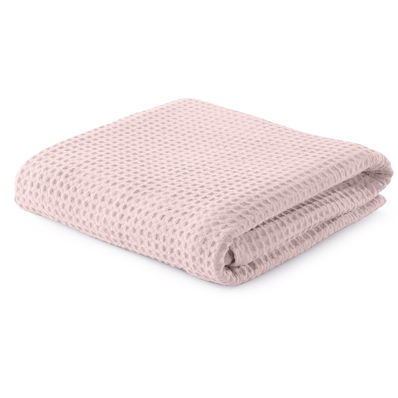 waffle weave thermal blanket with satin trim