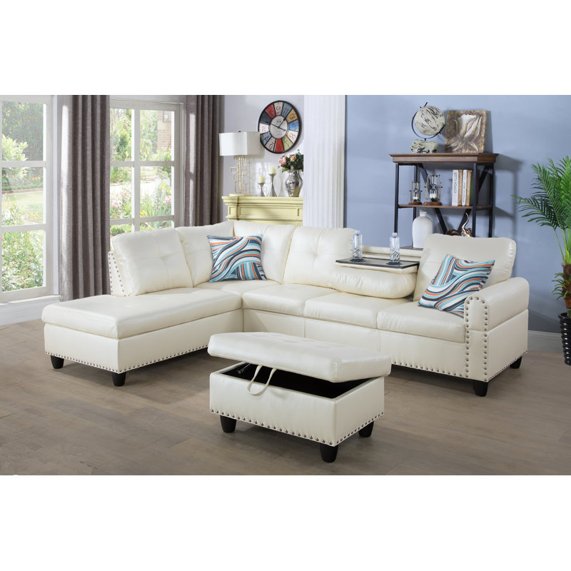Red Barrel Studio Louroukina 97 2 Faux Leather Left Hand Facing Corner Sectional With Ottoman Wayfair