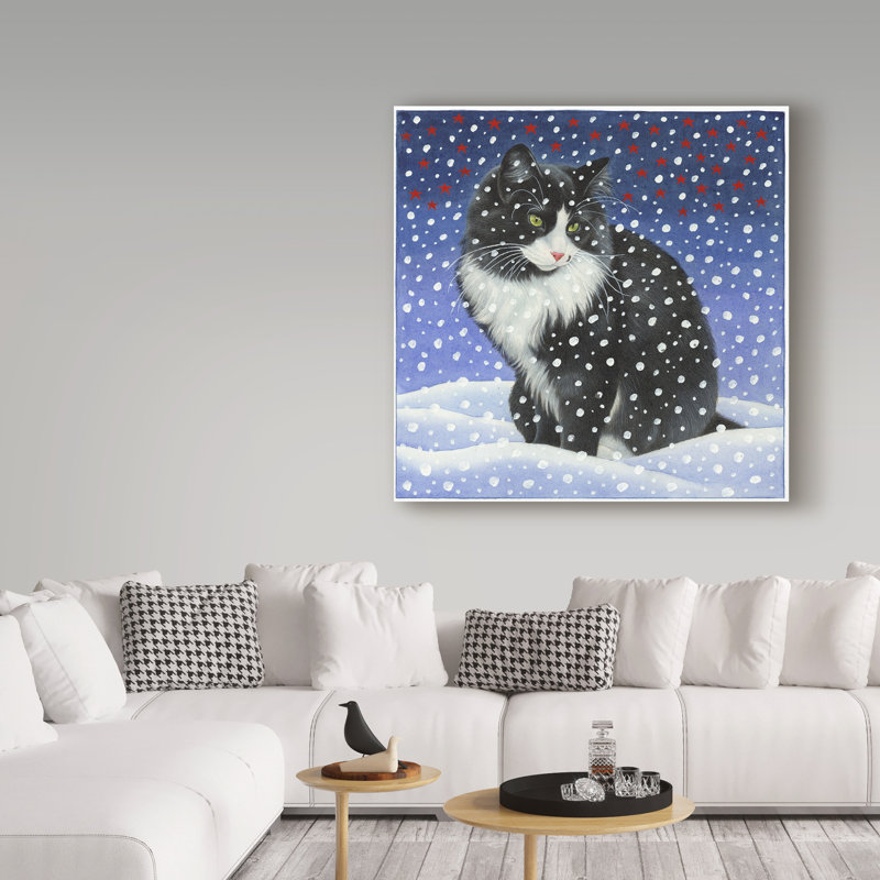 Trademark Art Black And White Cat 1 Acrylic Painting Print On