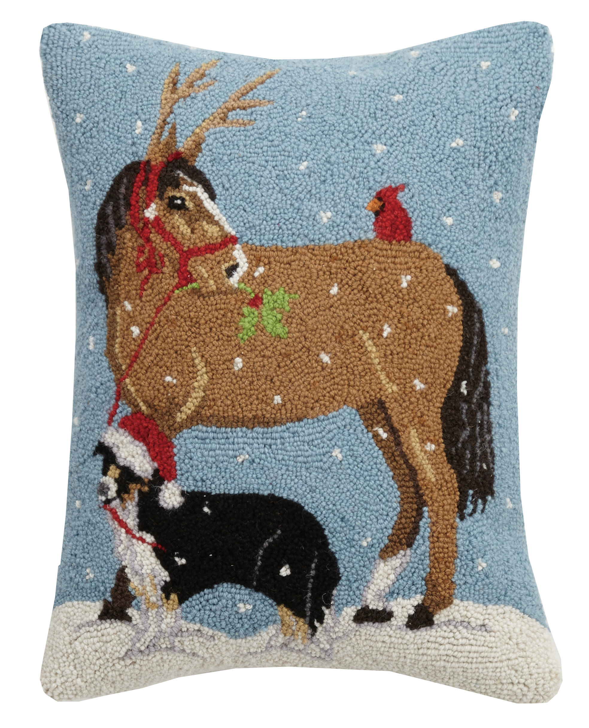 The Holiday Aisle Fierros Dog And Horse Cardinal Hook Wool Throw Pillow Wayfair