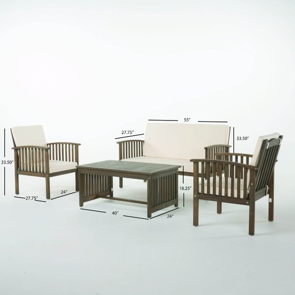 Solid Wood 8 - Person Seating Group with Cushions