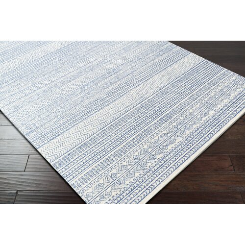 Steelside™ Abdera Handmade Wool Dark Blue/Ivory Rug & Reviews | Wayfair