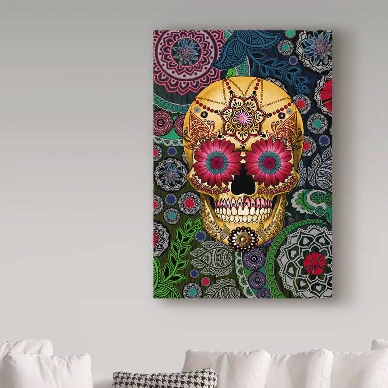 Trademark Art Sugar Skull Paisley Garden Acrylic Painting Print