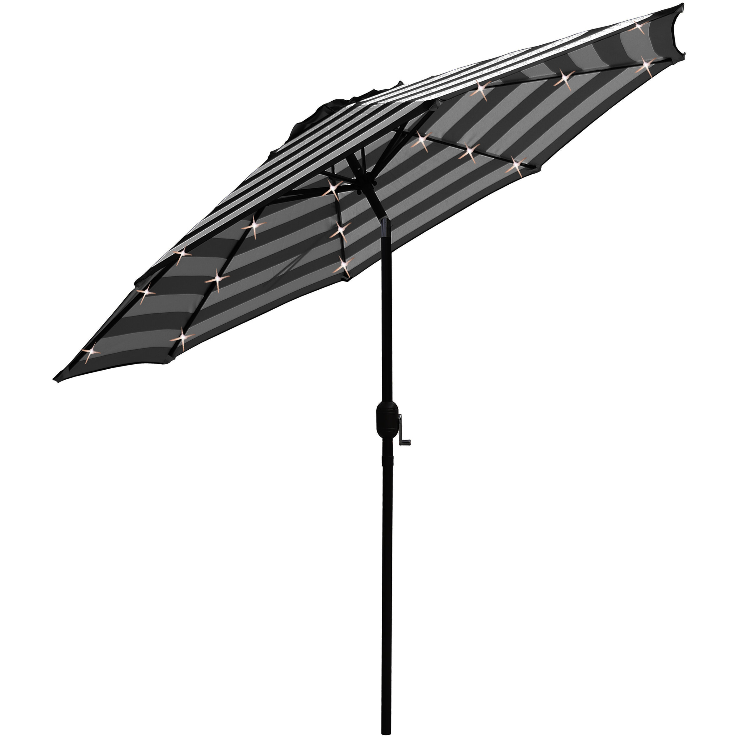 Charlton Home Solar Led Lighted Patio 9 Black Market Umbrella Reviews Wayfair Ca