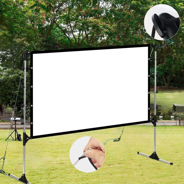 Projector Screen with Stand 120 inch 16:9 HD 4K Portable Indoor Outdoor Movie Screen Foladable Outdoor Projection Screens for Office,Home Theater Backyard Movie