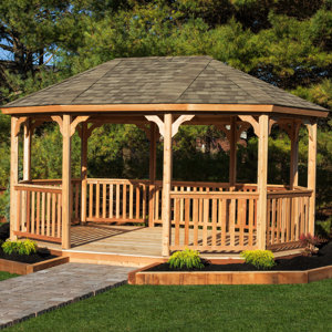 Oval 18 Ft. W x 12 Ft. D Wood Permanent Gazebo
