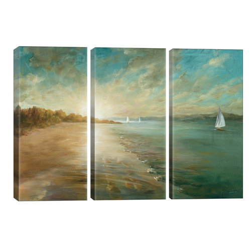 'Coastal Glow' Painting Multi-Piece Image on Wapped Canvas Beachcrest Home Size: 101.6cm H x 152.4cm W x 3.81cm D