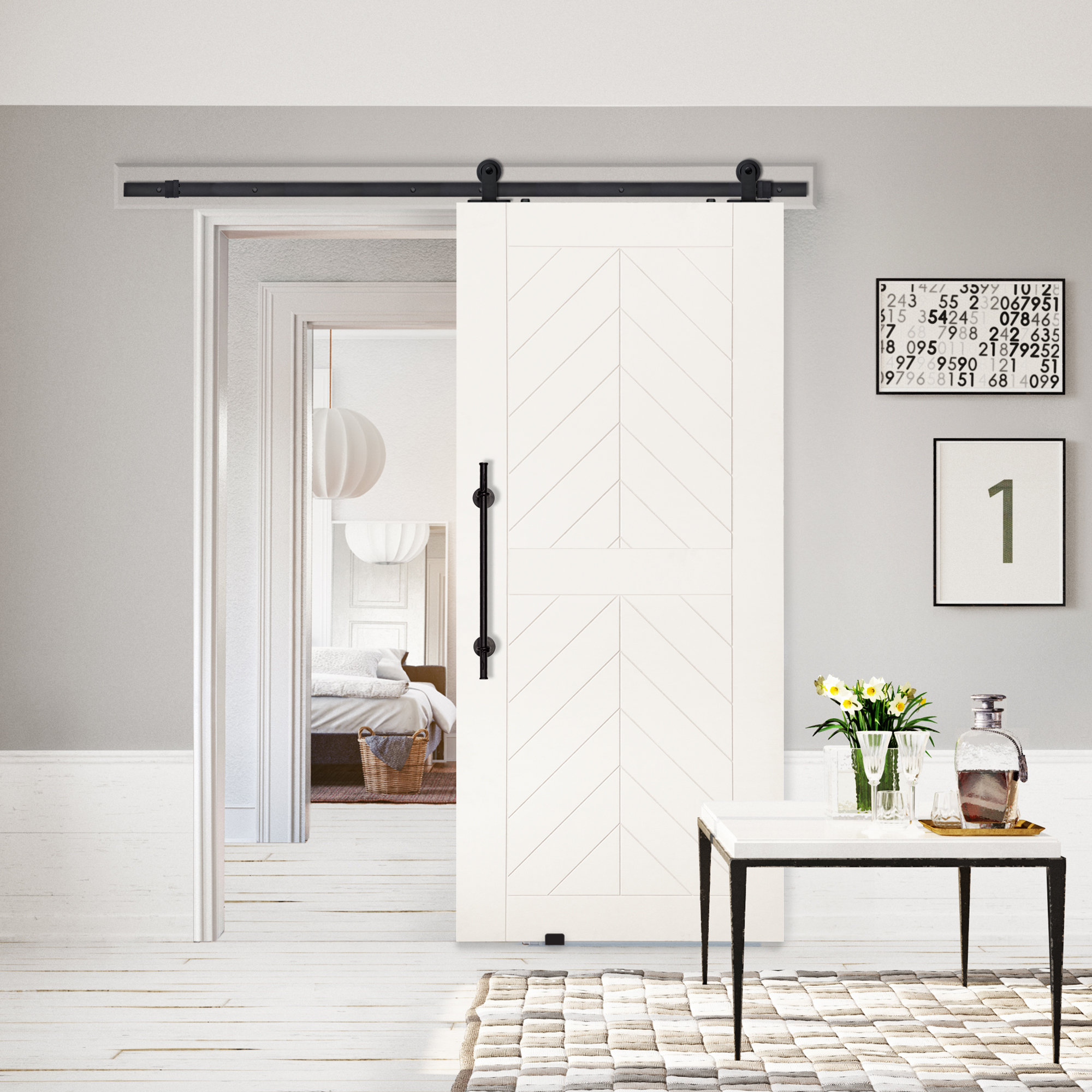 Barndoorz Paneled Manufactured Wood Primed Barncraft Barn Door Without Installation Hardware Kit Reviews Wayfair