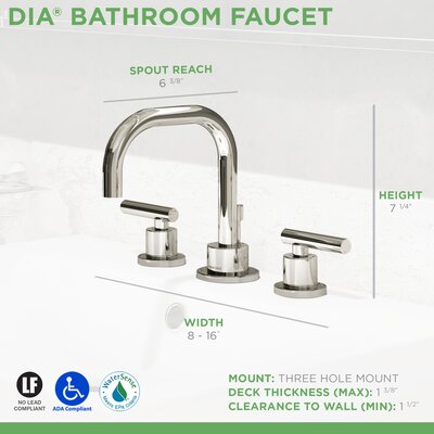 Symmons Dia Mount Widespread Bathroom Faucet With Drain Assembly