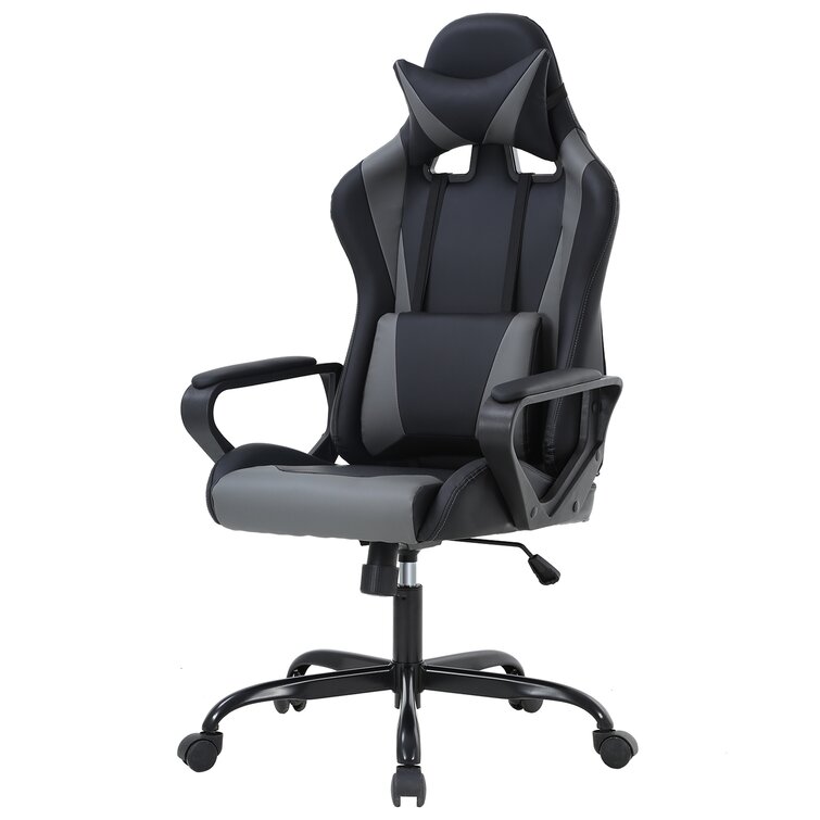 Executive Office Chair Sports Racing Gaming Swivel PU Leather Adjustable Black 