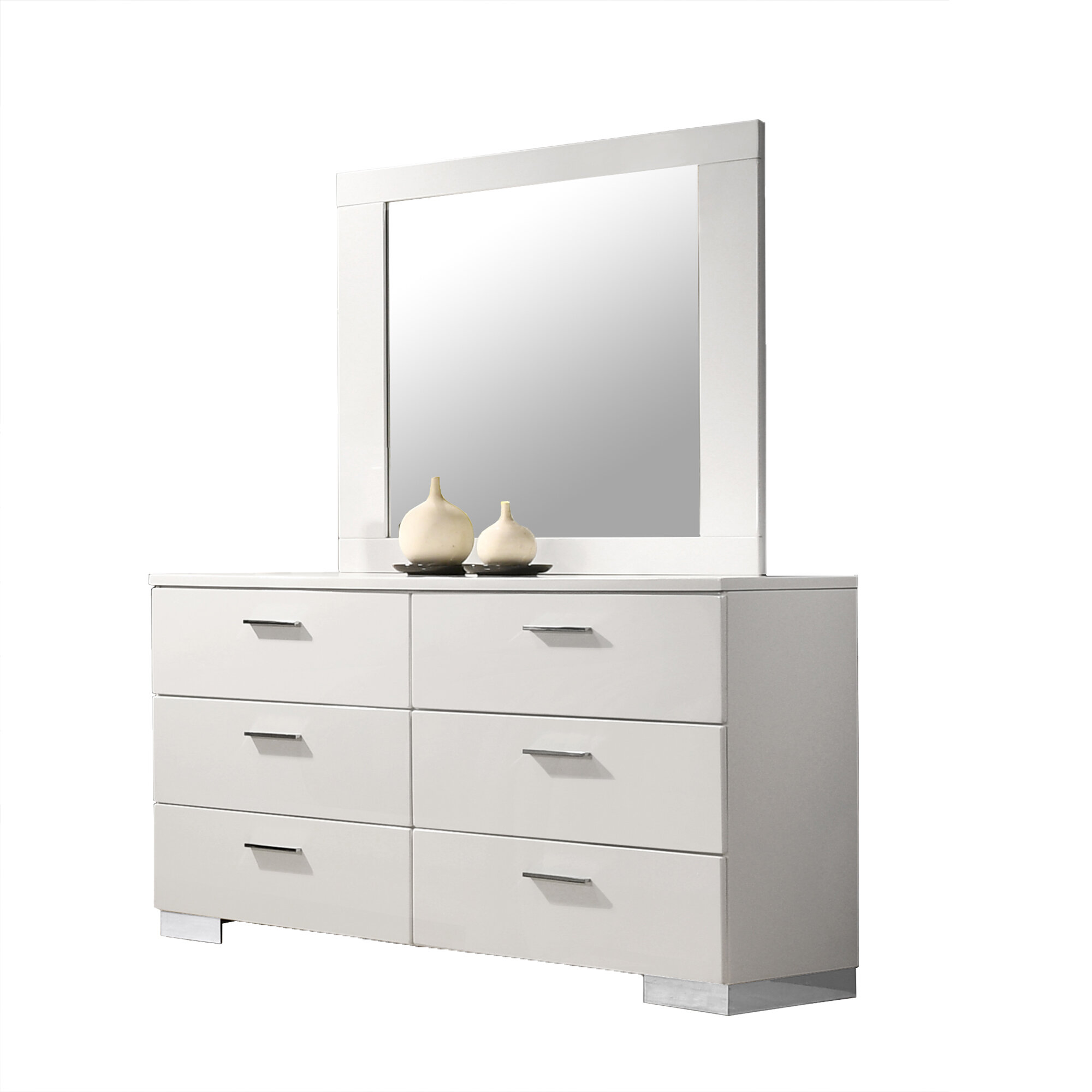 Orren Ellis Alysbury 6 Drawer Double Dresser With Mirror Wayfair
