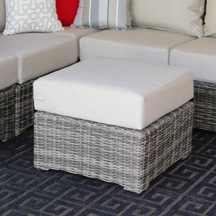 Go to store & view more images Valentin Outdoor Ottoman with Sunbrella Cushion by Laurel Foundry Modern Farmhouse