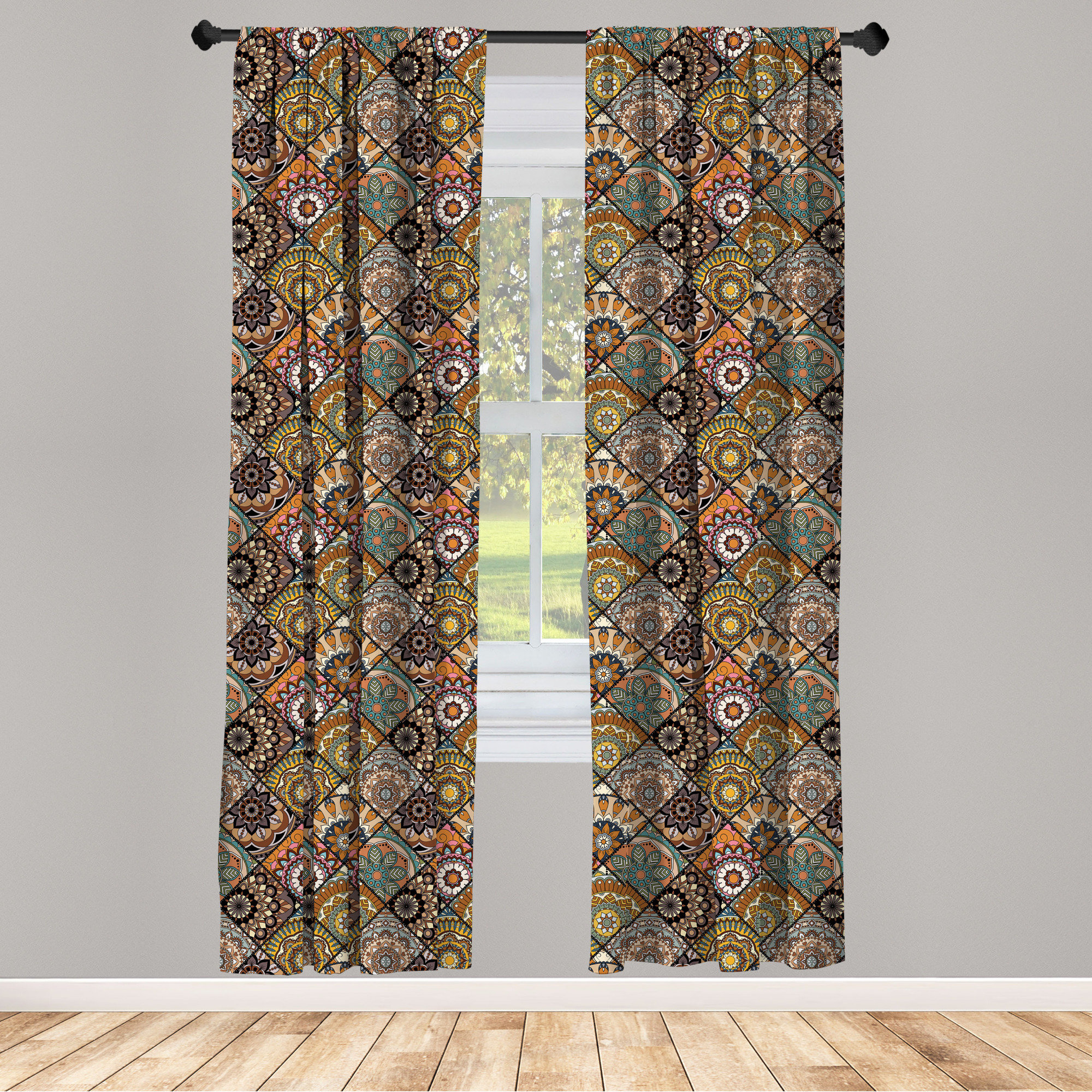 Ambesonne Moroccan Pattern Window Valance Curtain for Kitchen Bedroom in 2 Sizes 