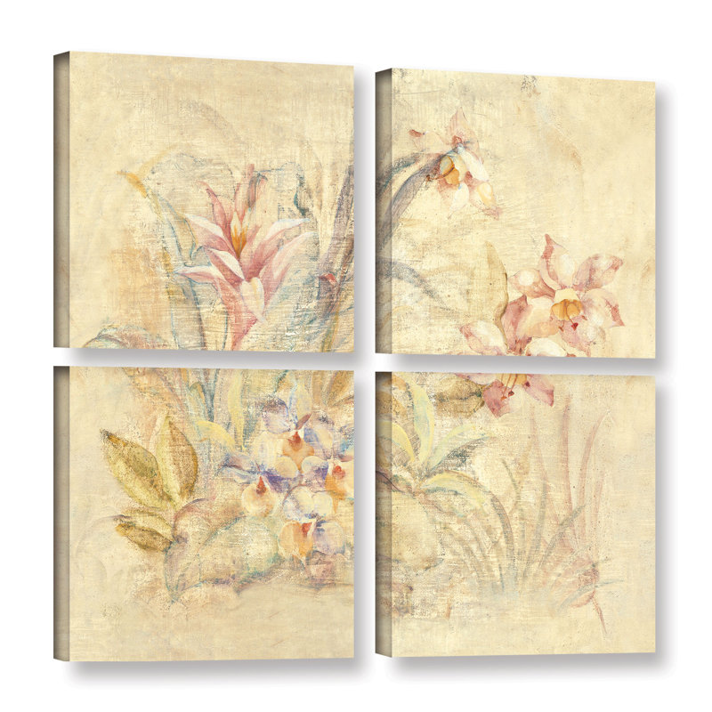 Artwall Tropical Square I By Cheri Blum 4 Piece Painting Print On Wrapped Canvas Set