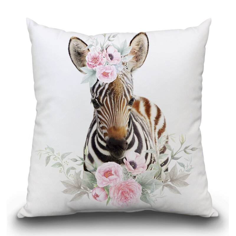 East Urban Home Flower Baby Zebra Throw Pillow Wayfair