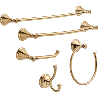 Cassidy 5-Piece Bath Hardware Set 18, 24 in. Towel Bars, Toilet Paper Holder, Towel Ring, Towel Hook