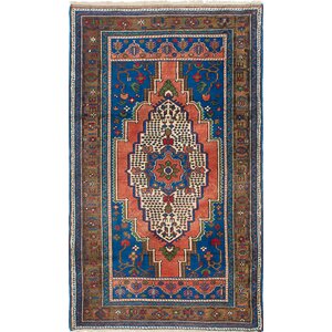 One-of-a-Kind Brimfield Hand-Knotted Blue/Brown Area Rug