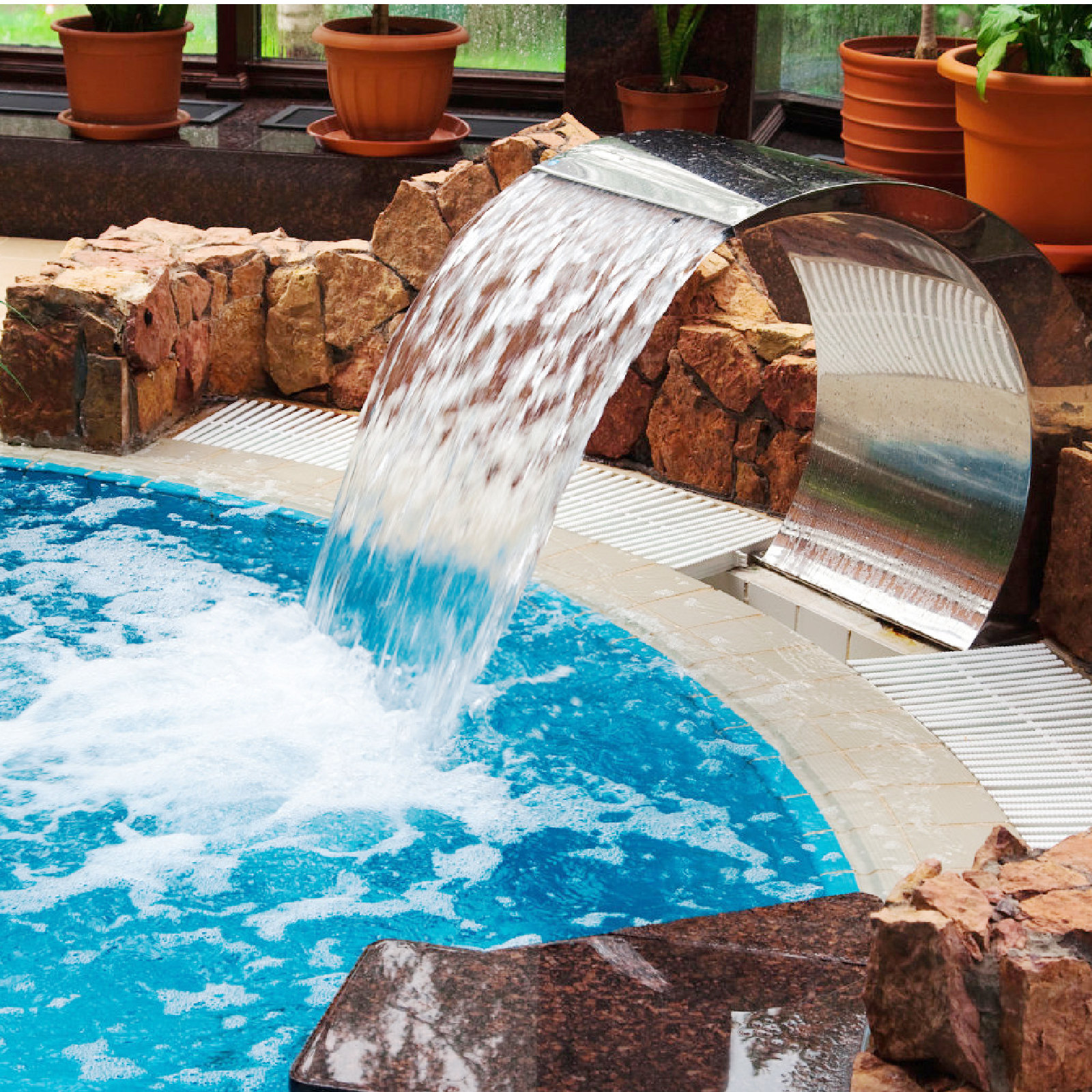 Pool Waterfall Fountain Stainless Steel Decorative Waterfall Pool Fountain 