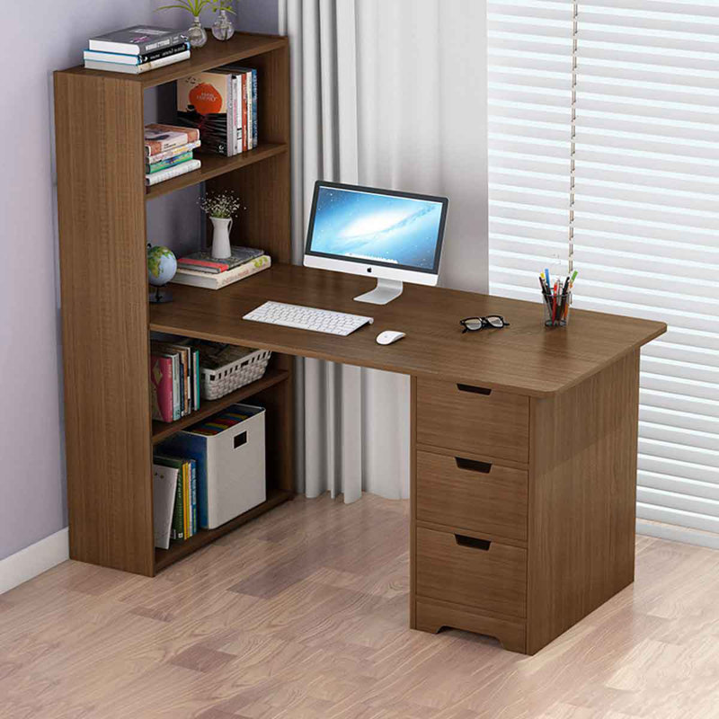 Latitude Run Wooden Corner Desk With Storage Rack Desk Bookcase Wayfair